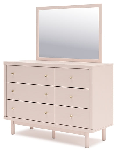 Wistenpine  Upholstered Panel Bed With Mirrored Dresser And Nightstand