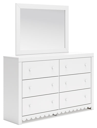 Mollviney  Panel Storage Bed With Mirrored Dresser And Nightstand