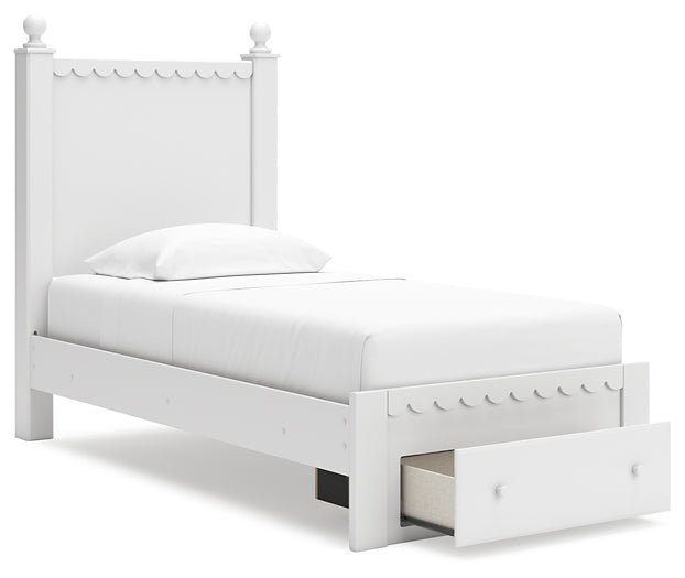 Mollviney  Panel Storage Bed With Mirrored Dresser And Nightstand