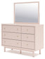 Wistenpine  Upholstered Panel Bed With Mirrored Dresser And 2 Nightstands