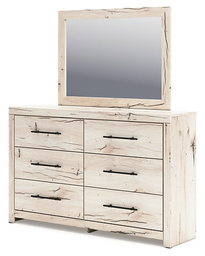 Lawroy  Panel Bed With Mirrored Dresser