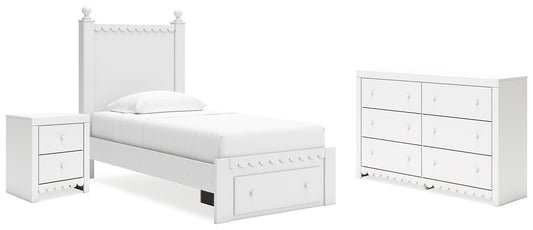 Mollviney  Panel Storage Bed With Dresser And Nightstand