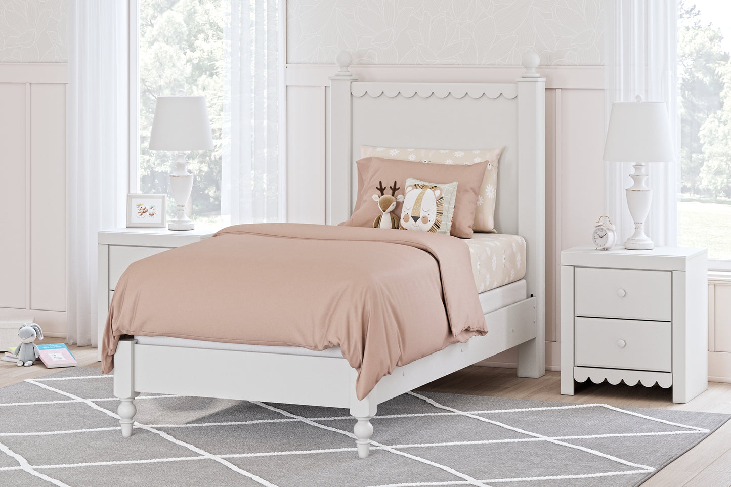 Mollviney  Panel Bed With Dresser And Nightstand