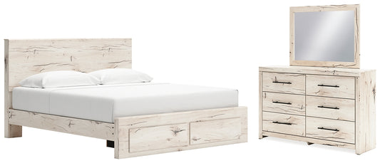 Lawroy  Panel Storage Bed With Mirrored Dresser