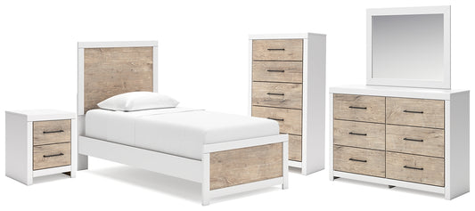 Charbitt  Panel Bed With Mirrored Dresser, Chest And Nightstand