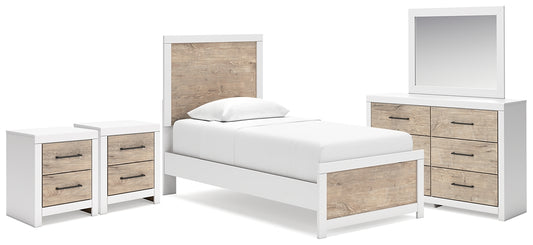 Charbitt  Panel Bed With Mirrored Dresser And 2 Nightstands