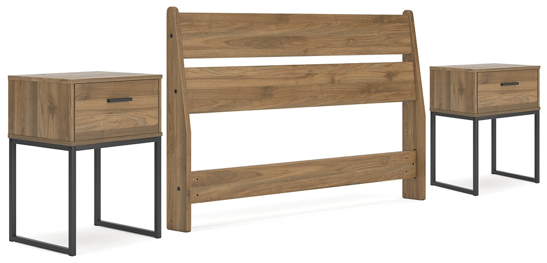 Deanlow  Panel Headboard With 2 Nightstands