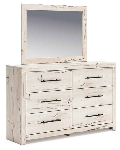 Lawroy  Panel Bed With Mirrored Dresser