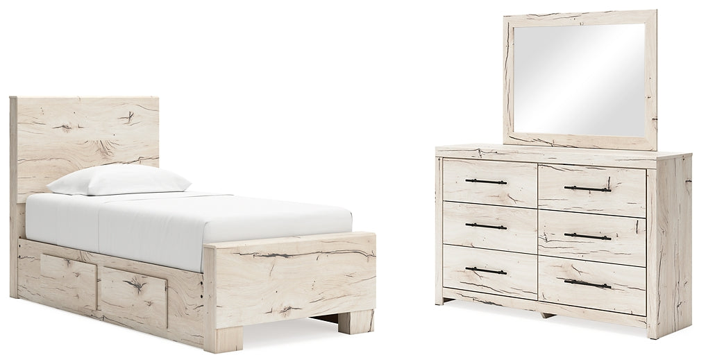 Lawroy  Panel Bed With Mirrored Dresser