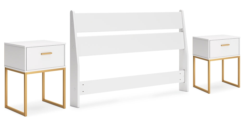 Socalle  Panel Headboard With 2 Nightstands