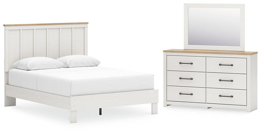 Linnocreek  Panel Bed With Mirrored Dresser