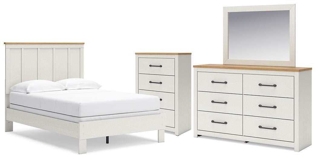 Linnocreek  Panel Bed With Mirrored Dresser And Chest