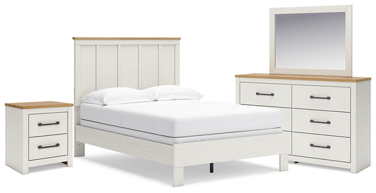 Linnocreek  Panel Bed With Mirrored Dresser And Nightstand