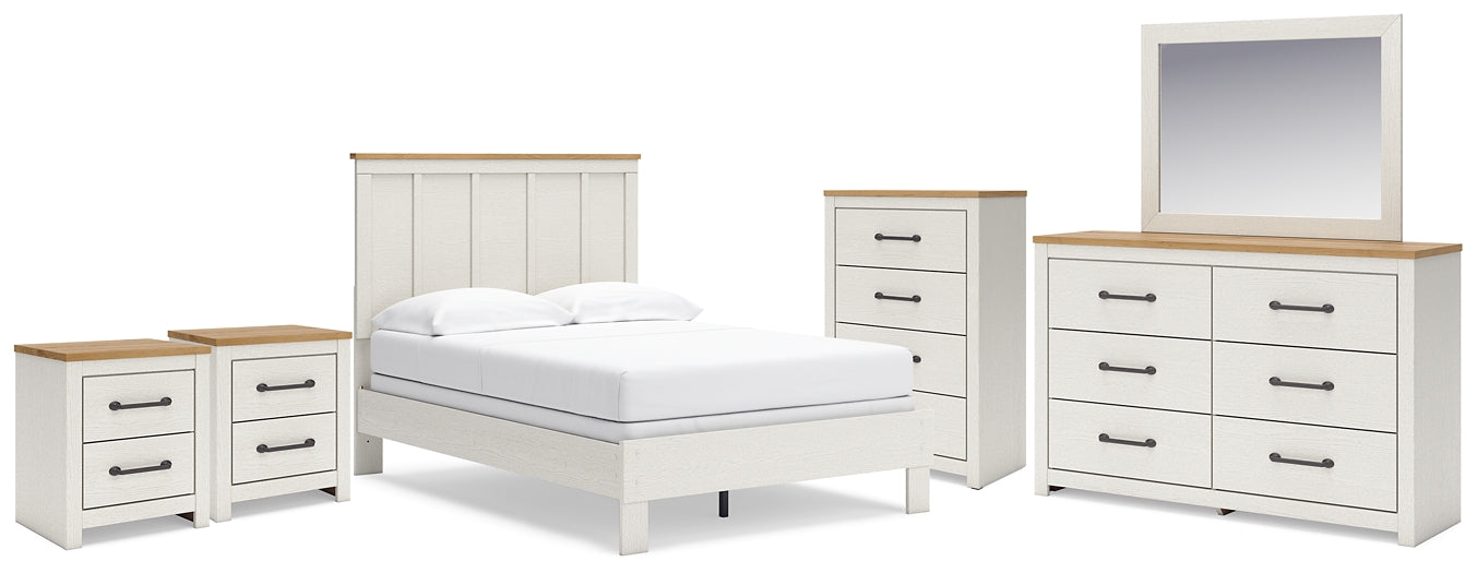 Linnocreek  Panel Bed With Mirrored Dresser, Chest And 2 Nightstands