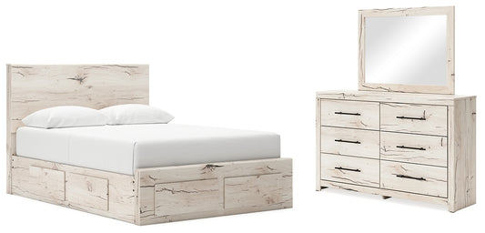 Lawroy  Panel Storage Bed With Mirrored Dresser