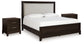 Neymorton /California King Upholstered Panel Headboard With 2 Nightstands