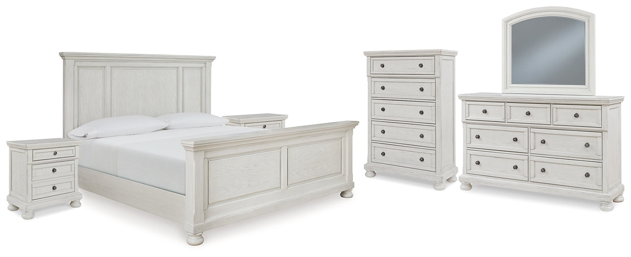 Robbinsdale  Panel Bed With Mirrored Dresser, Chest And 2 Nightstands