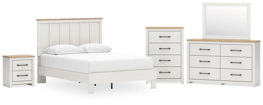 Linnocreek  Panel Bed With Mirrored Dresser, Chest And Nightstand