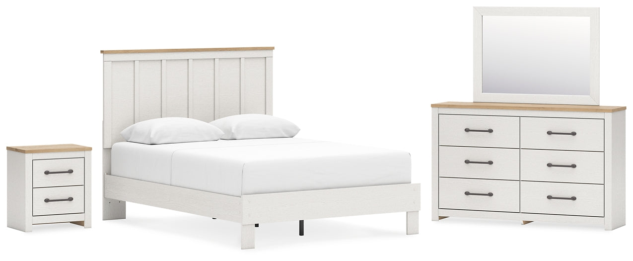 Linnocreek  Panel Bed With Mirrored Dresser And Nightstand