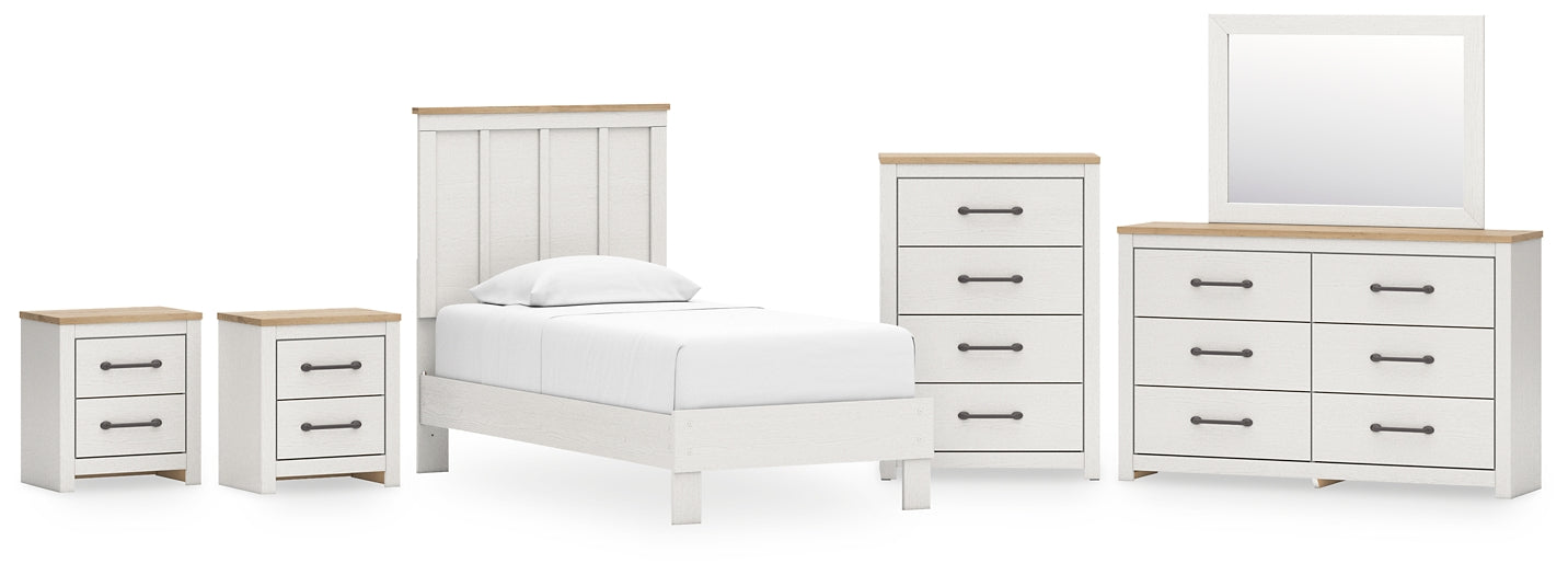 Linnocreek  Panel Bed With Mirrored Dresser, Chest And 2 Nightstands