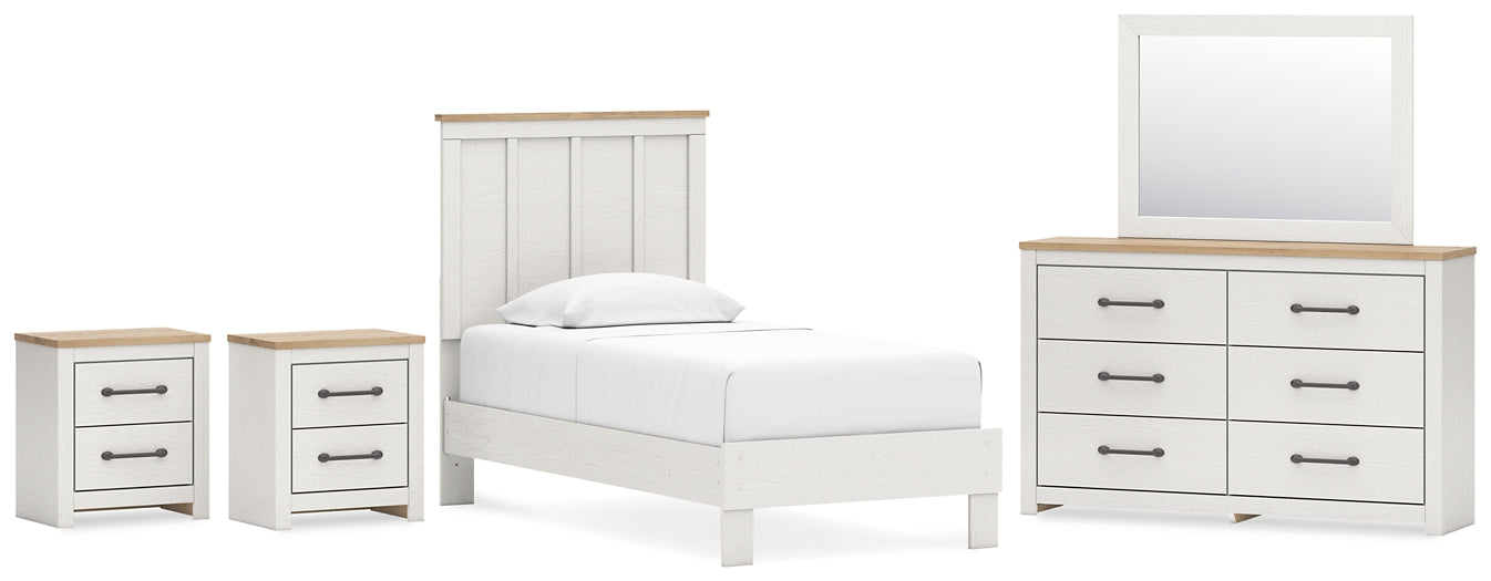 Linnocreek  Panel Bed With Mirrored Dresser And 2 Nightstands