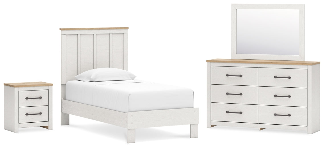 Linnocreek  Panel Bed With Mirrored Dresser And Nightstand