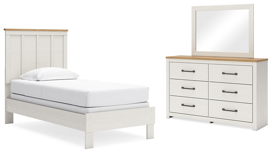 Linnocreek  Panel Bed With Mirrored Dresser