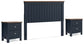 Landocken  Panel Headboard With 2 Nightstands