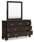 Covetown  Panel Bed With Mirrored Dresser, Chest And Nightstand