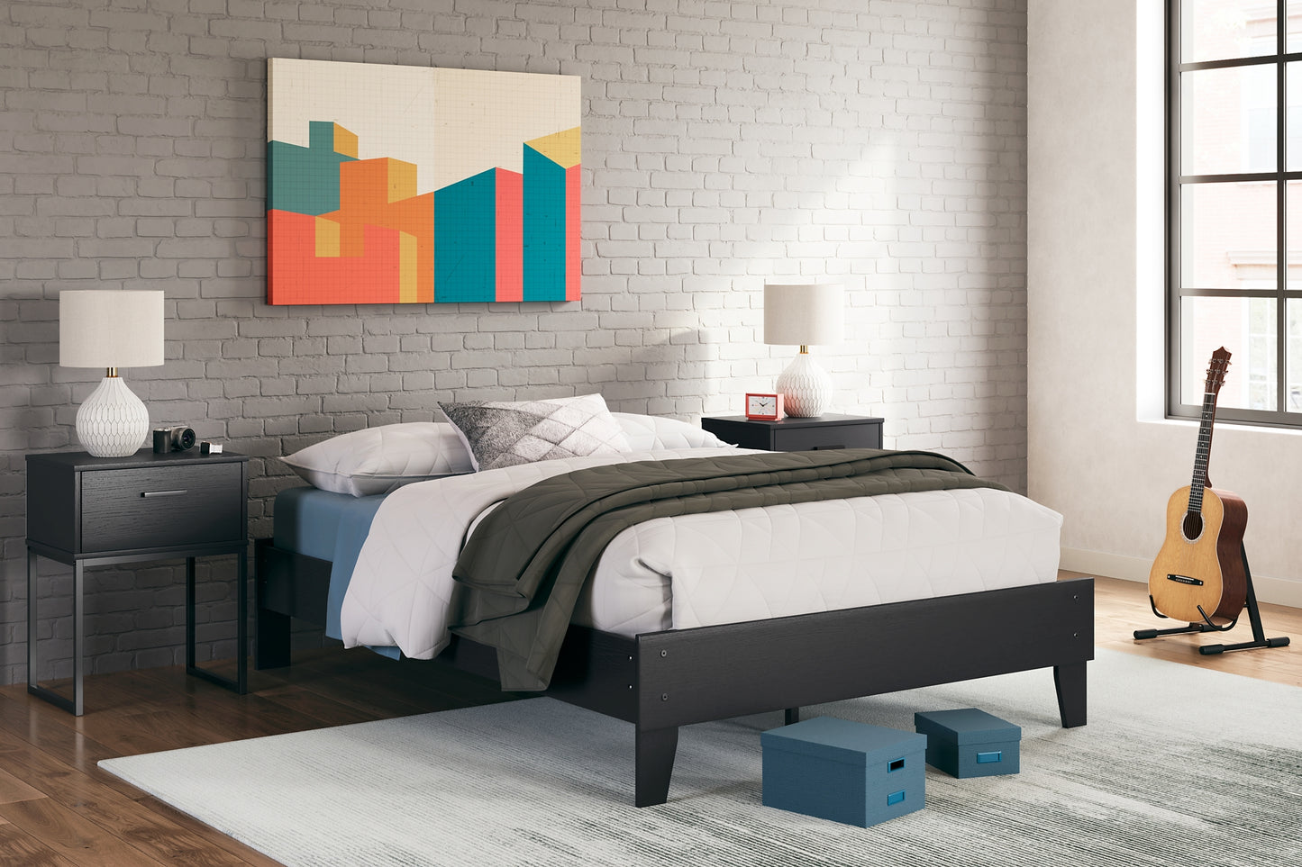 Socalle  Platform Bed With Dresser And 2 Nightstands