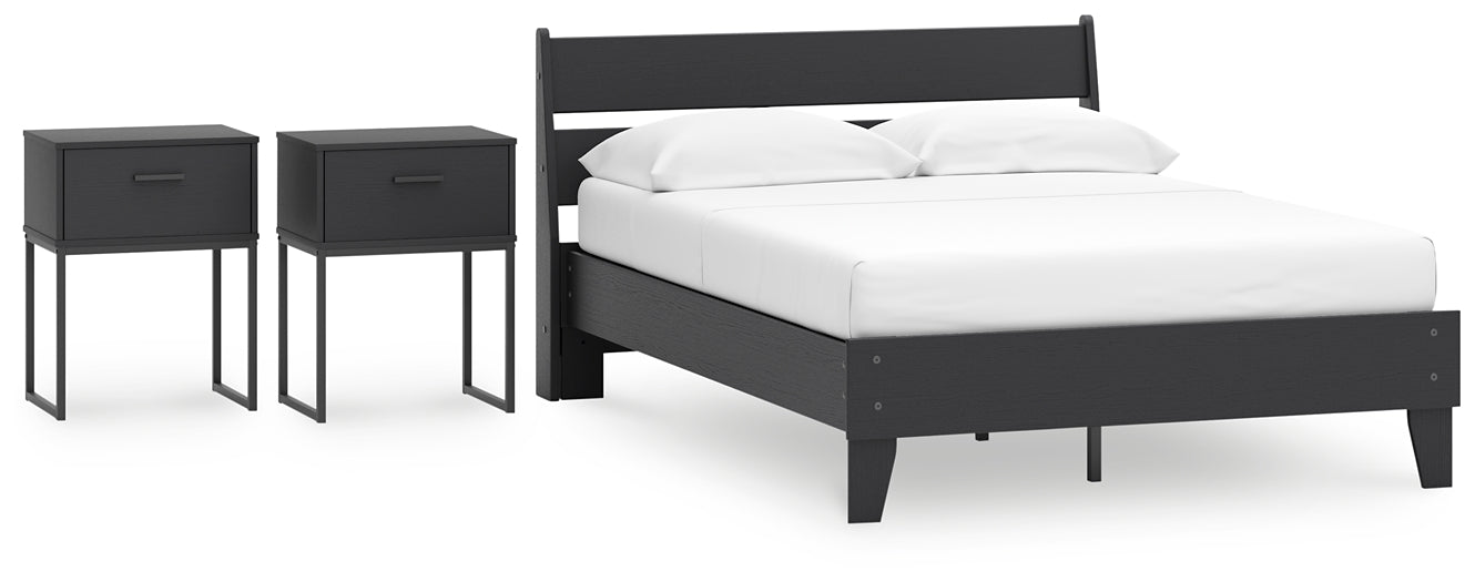 Socalle  Panel Platform Bed With 2 Nightstands