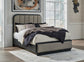 Rowanbeck  Upholstered Panel Bed With Mirrored Dresser, Chest And Nightstand