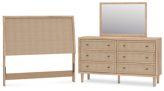 Cielden  Panel Headboard With Mirrored Dresser