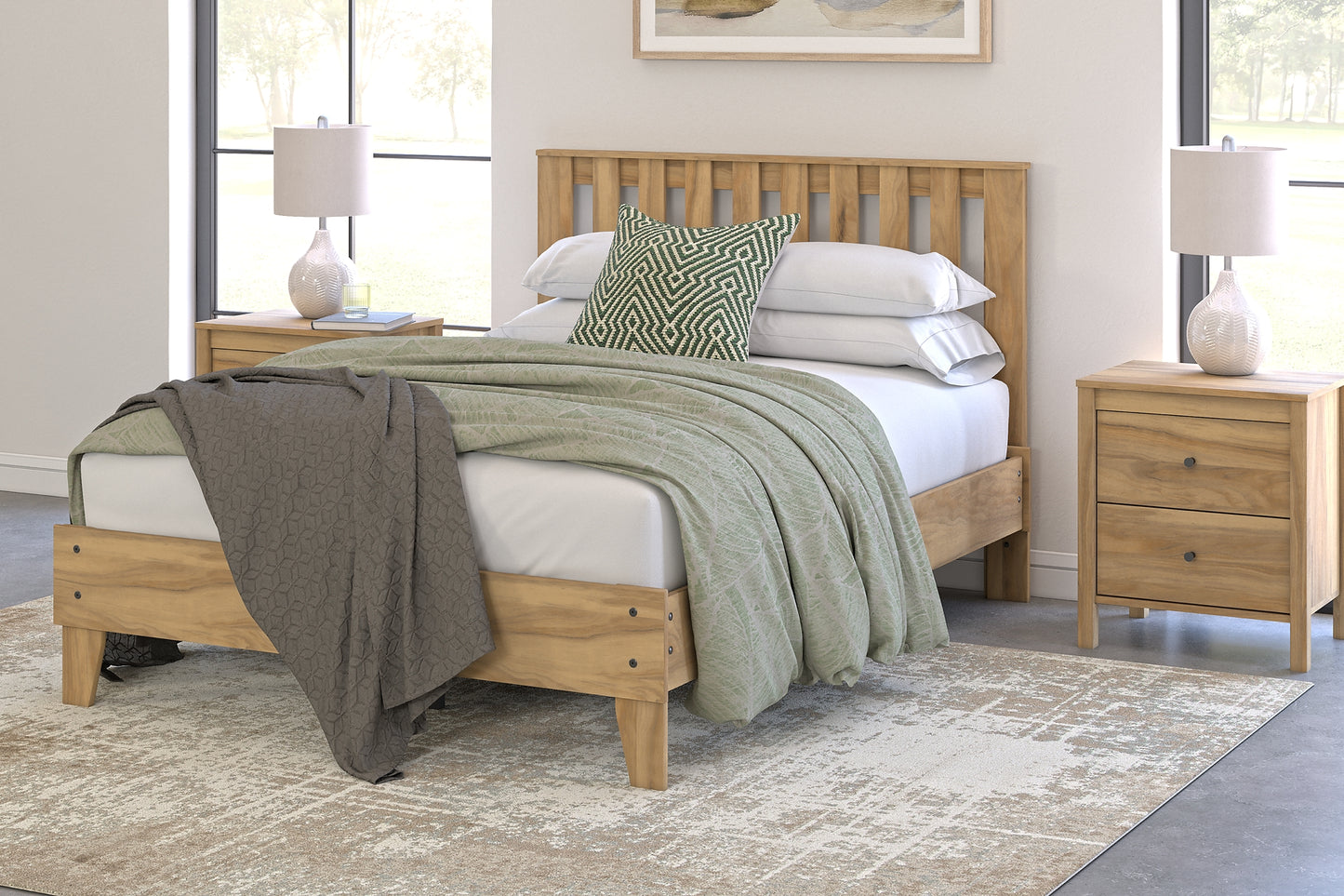 Bermacy  Panel Headboard With Dresser, Chest And 2 Nightstands