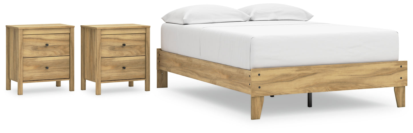 Bermacy  Platform Bed With 2 Nightstands