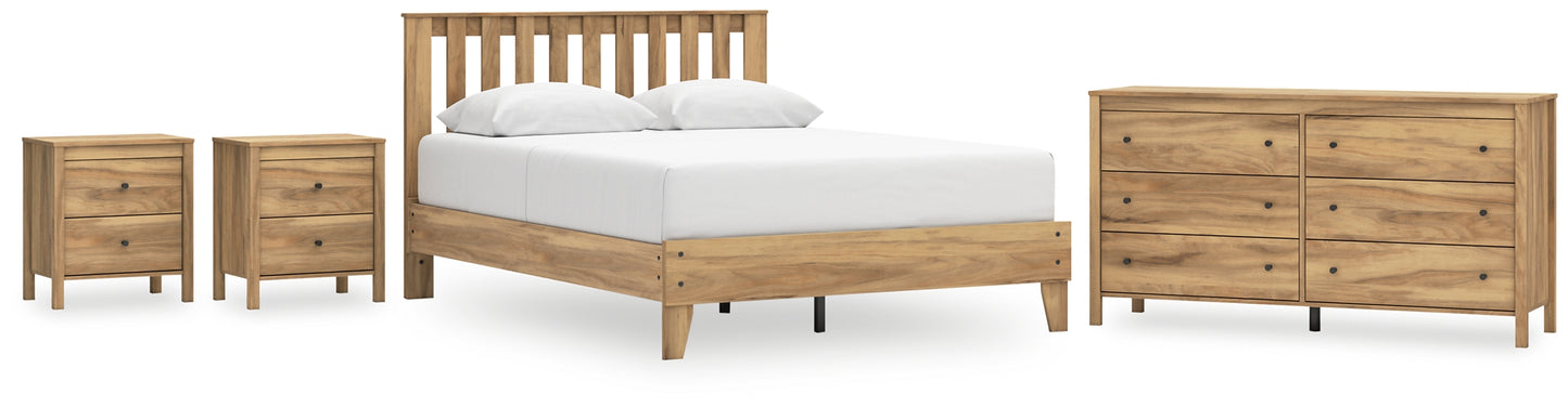 Bermacy  Platform Panel Bed With Dresser And 2 Nightstands