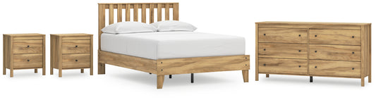 Bermacy  Platform Panel Bed With Dresser And 2 Nightstands