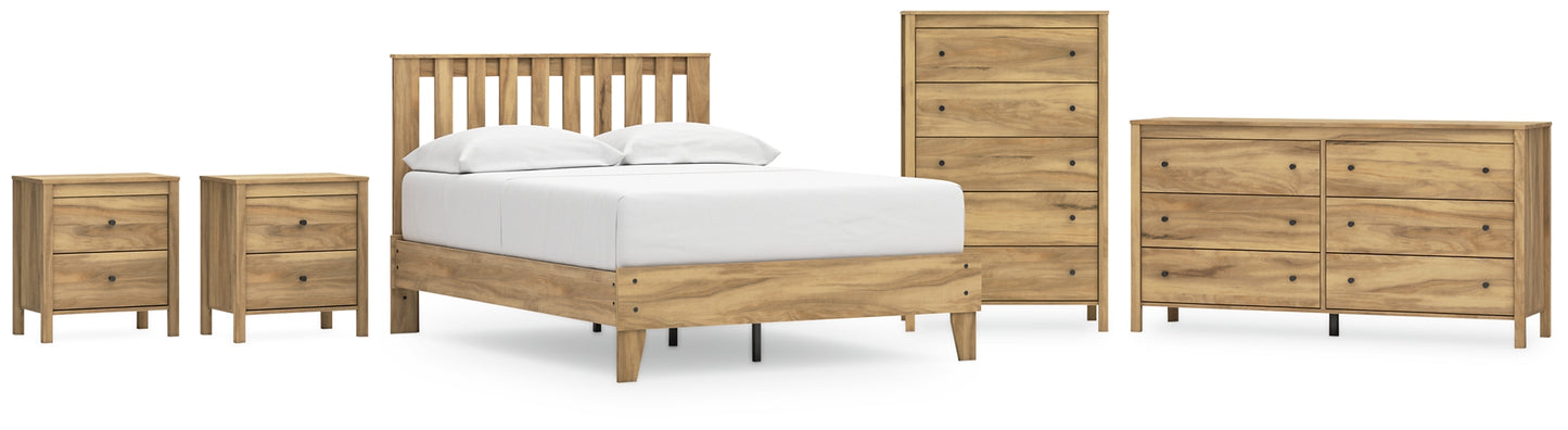 Bermacy  Platform Panel Bed With Dresser, Chest And 2 Nightstands