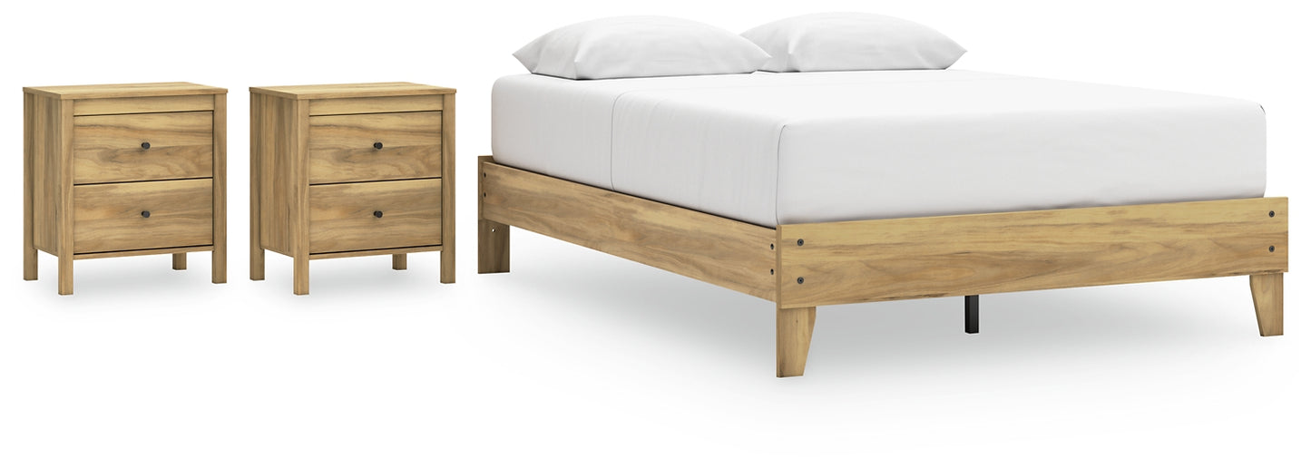 Bermacy  Platform Bed With 2 Nightstands