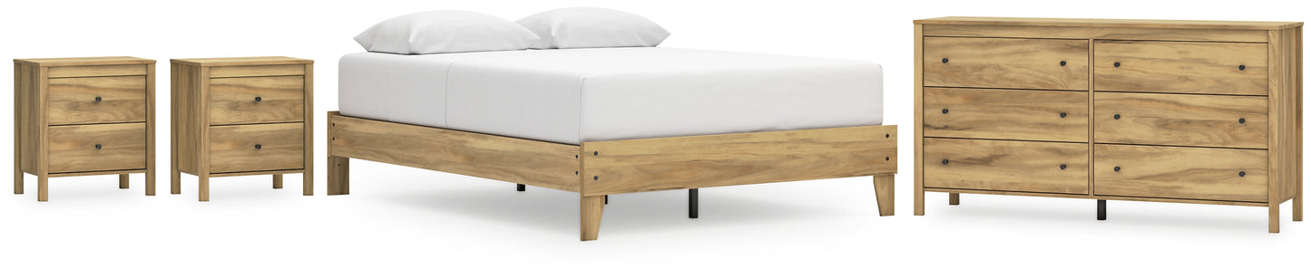 Bermacy  Platform Bed With Dresser And 2 Nightstands