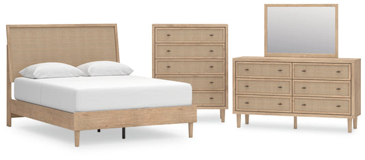 Cielden  Panel Bed With Mirrored Dresser And Chest