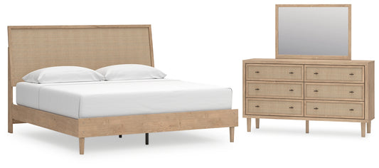 Cielden  Panel Bed With Mirrored Dresser