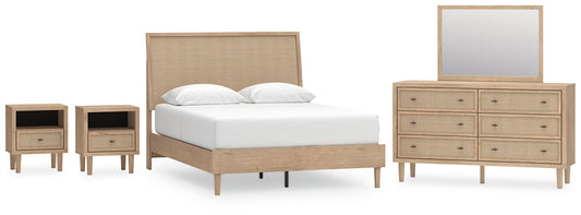 Cielden  Panel Bed With Mirrored Dresser And 2 Nightstands