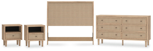 Cielden  Upholstered Panel Bed With Dresser And 2 Nightstands