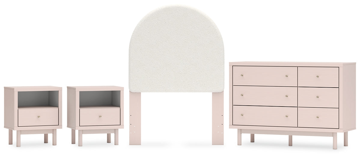 Wistenpine  Upholstered Panel Headboard With Dresser And 2 Nightstands