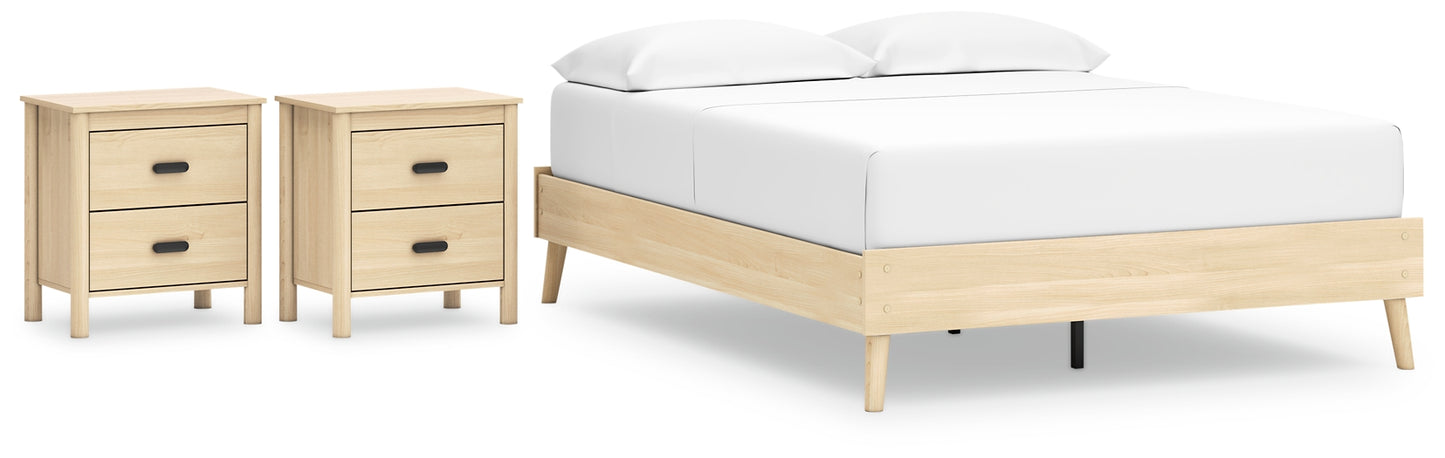 Cabinella  Platform Bed With 2 Nightstands