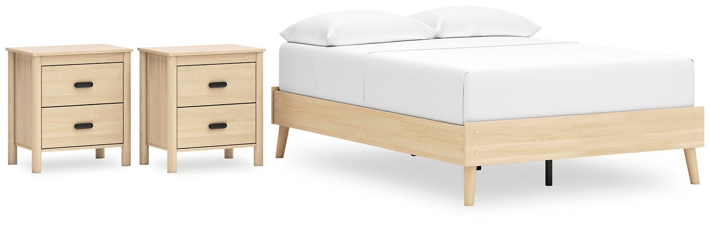 Cabinella  Platform Bed With 2 Nightstands