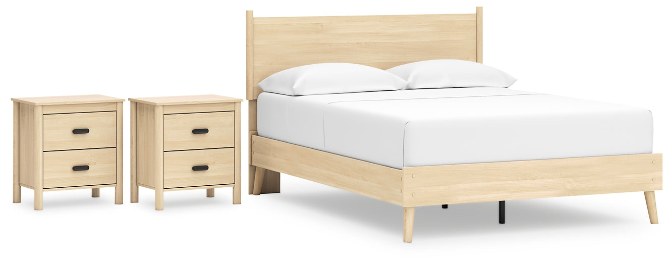 Cabinella  Platform Panel Bed With 2 Nightstands