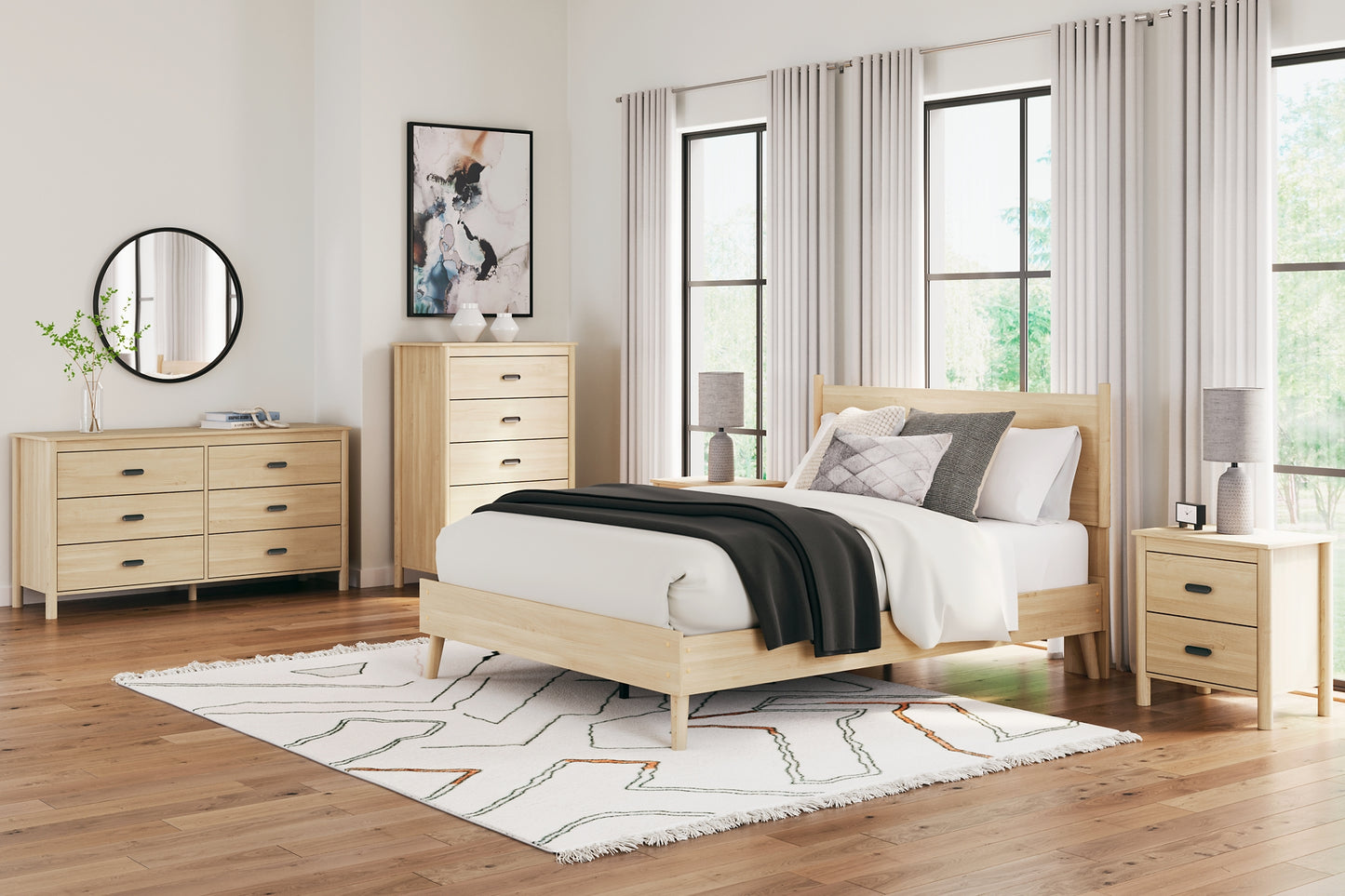 Cabinella  Platform Bed With Dresser, Chest And Nightstand