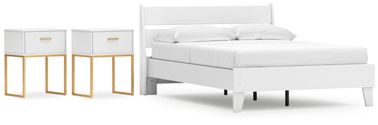 Socalle  Panel Platform Bed With 2 Nightstands